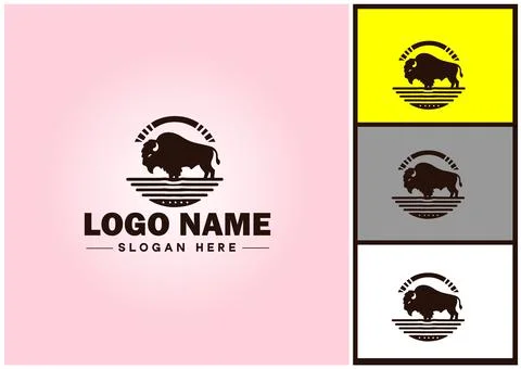 Bison logo vector art icon graphics for business brand icon bison logo template Stock Illustration