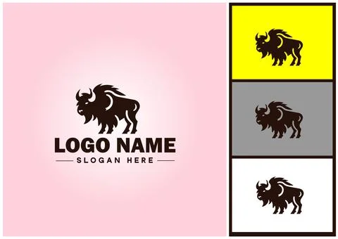 Bison logo vector art icon graphics for business brand icon bison logo template Stock Illustration