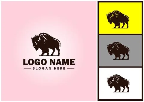 Bison logo vector art icon graphics for business brand icon bison logo template Stock Illustration