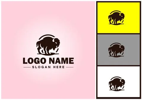Bison logo vector art icon graphics for business brand icon bison logo template Stock Illustration
