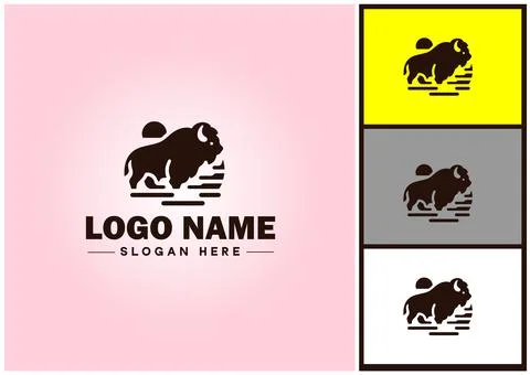 Bison logo vector art icon graphics for business brand icon bison logo template Stock Illustration