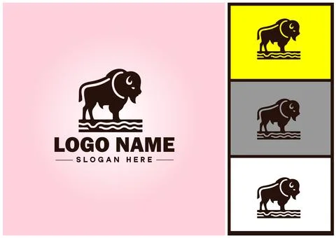 Bison logo vector art icon graphics for business brand icon bison logo template Stock Illustration