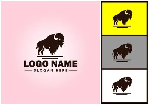 Bison logo vector art icon graphics for business brand icon bison logo template Stock Illustration