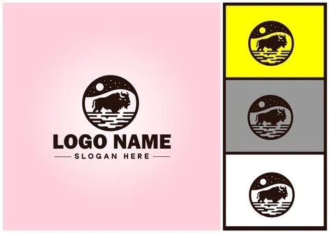 Bison logo vector art icon graphics for business brand icon bison logo template Stock Illustration