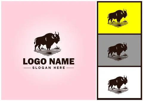 Bison logo vector art icon graphics for business brand icon bison logo template Stock Illustration