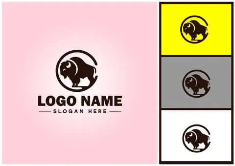 Bison logo vector art icon graphics for business brand icon bison logo template Stock Illustration