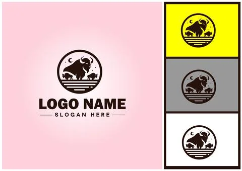 Bison logo vector art icon graphics for business brand icon bison logo template Stock Illustration