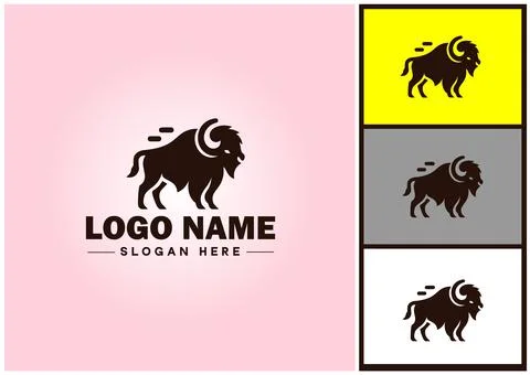 Bison logo vector art icon graphics for business brand icon bison logo template Stock Illustration