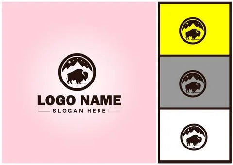 Bison logo vector art icon graphics for business brand icon bison logo template Stock Illustration