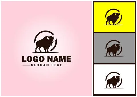 Bison logo vector art icon graphics for business brand icon bison logo template Stock Illustration