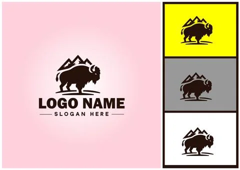 Bison logo vector art icon graphics for business brand icon bison logo template Stock Illustration