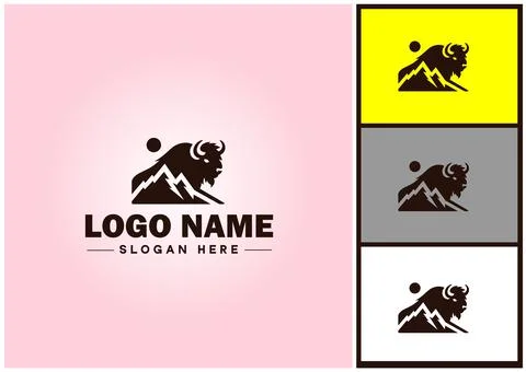 Bison logo vector art icon graphics for business brand icon bison logo template Stock Illustration