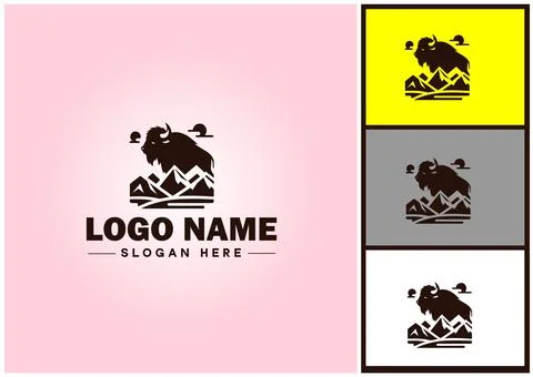 Bison logo vector art icon graphics for business brand icon bison logo template Stock Illustration