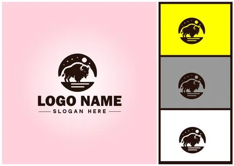 Bison logo vector art icon graphics for business brand icon bison logo template Stock Illustration