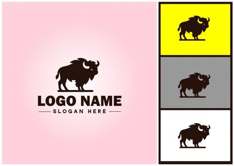 Bison logo vector art icon graphics for business brand icon bison logo template Stock Illustration