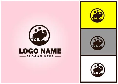 Bison logo vector art icon graphics for business brand icon bison logo template Stock Illustration