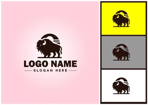 Bison logo vector art icon graphics for business brand icon bison logo template Stock Illustration