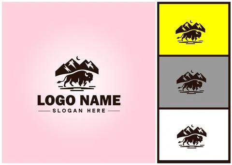 Bison logo vector art icon graphics for business brand icon bison logo template Stock Illustration