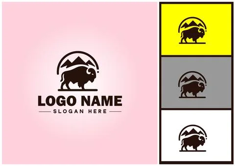 Bison logo vector art icon graphics for business brand icon bison logo template Stock Illustration