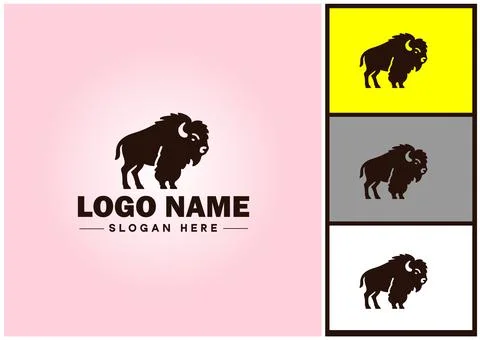 Bison logo vector art icon graphics for business brand icon bison logo template Stock Illustration