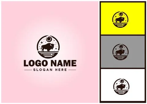 Bison logo vector art icon graphics for business brand icon bison logo template Stock Illustration