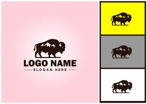 Bison logo vector art icon graphics for business brand icon bison logo template Stock Illustration