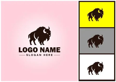 Bison logo vector art icon graphics for business brand icon bison logo template Stock Illustration