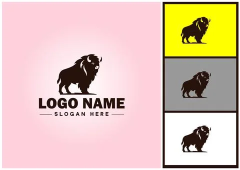 Bison logo vector art icon graphics for business brand icon bison logo template Stock Illustration