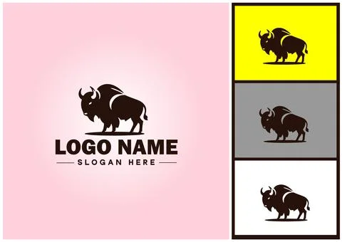 Bison logo vector art icon graphics for business brand icon bison logo template Stock Illustration