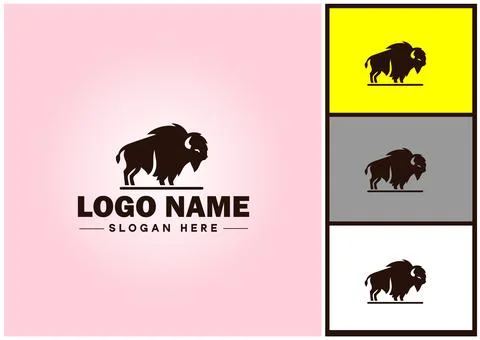 Bison logo vector art icon graphics for business brand icon bison logo template Stock Illustration