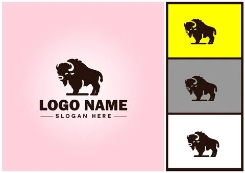 Bison logo vector art icon graphics for business brand icon bison logo template Stock Illustration