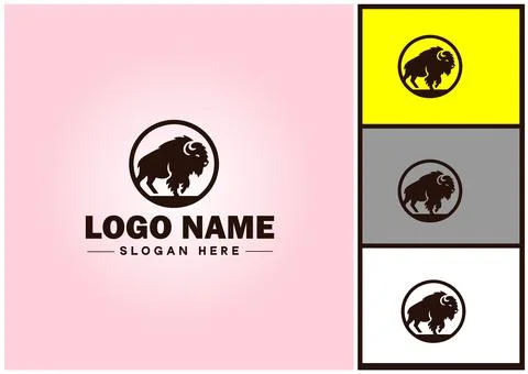 Bison logo vector art icon graphics for business brand icon bison logo template Stock Illustration