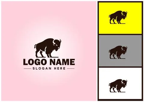 Bison logo vector art icon graphics for business brand icon bison logo template Stock Illustration