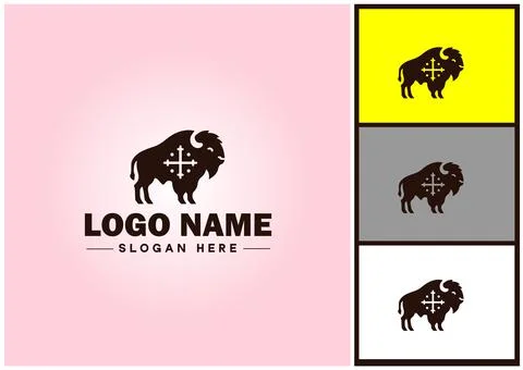 Bison logo vector art icon graphics for business brand icon bison logo template Stock Illustration