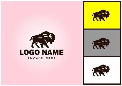 Bison logo vector art icon graphics for business brand icon bison logo template Stock Illustration
