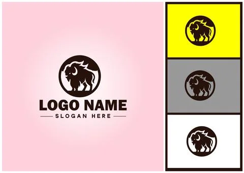 Bison logo vector art icon graphics for business brand icon bison logo template Stock Illustration
