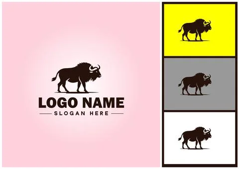 Bison logo vector art icon graphics for business brand icon bison logo template Stock Illustration
