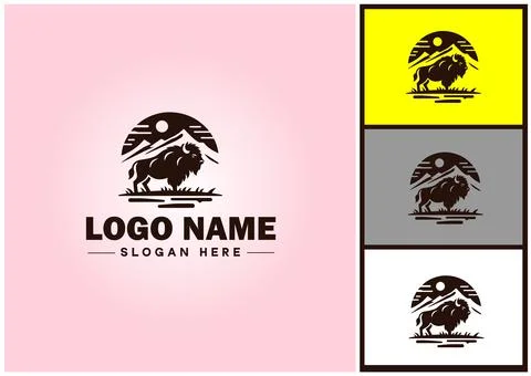 Bison logo vector art icon graphics for business brand icon bison logo template Stock Illustration