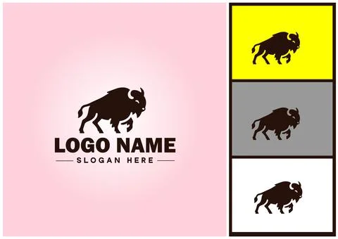 Bison logo vector art icon graphics for business brand icon bison logo template Stock Illustration