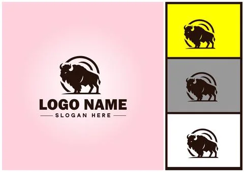 Bison logo vector art icon graphics for business brand icon bison logo template Stock Illustration