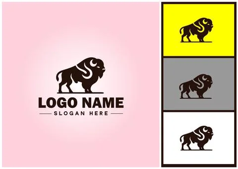 Bison logo vector art icon graphics for business brand icon bison logo template Stock Illustration