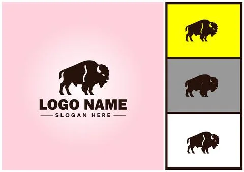 Bison logo vector art icon graphics for business brand icon bison logo template Stock Illustration