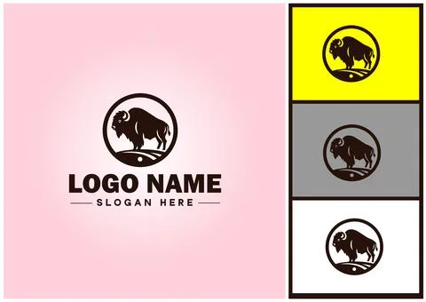 Bison logo vector art icon graphics for business brand icon bison logo template Stock Illustration