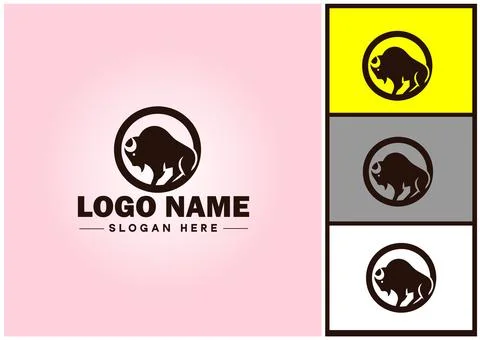Bison logo vector art icon graphics for business brand icon bison logo template Stock Illustration