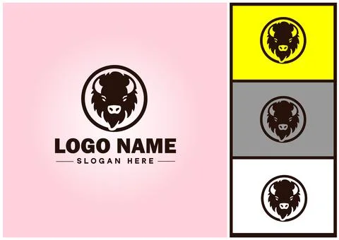 Bison logo vector art icon graphics for business brand icon bison logo template Stock Illustration