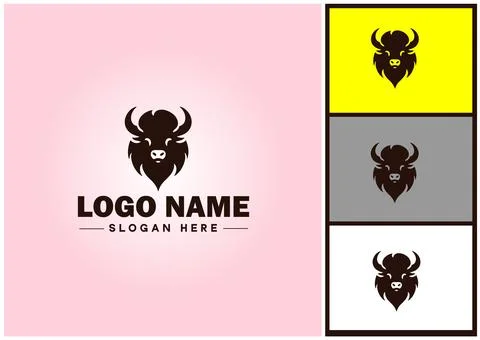 Bison logo vector art icon graphics for business brand icon bison logo template Stock Illustration