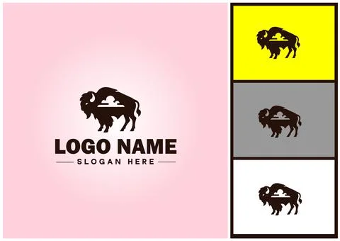 Bison logo vector art icon graphics for business brand icon bison logo template Stock Illustration