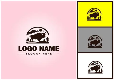 Bison logo vector art icon graphics for business brand icon bison logo template Stock Illustration