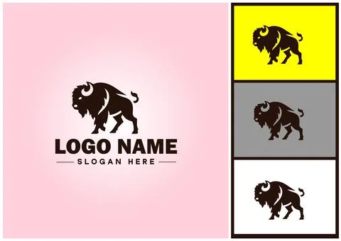 Bison logo vector art icon graphics for business brand icon bison logo template Stock Illustration