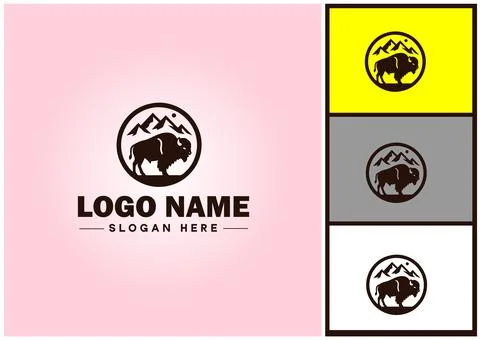 Bison logo vector art icon graphics for business brand icon bison logo template Stock Illustration